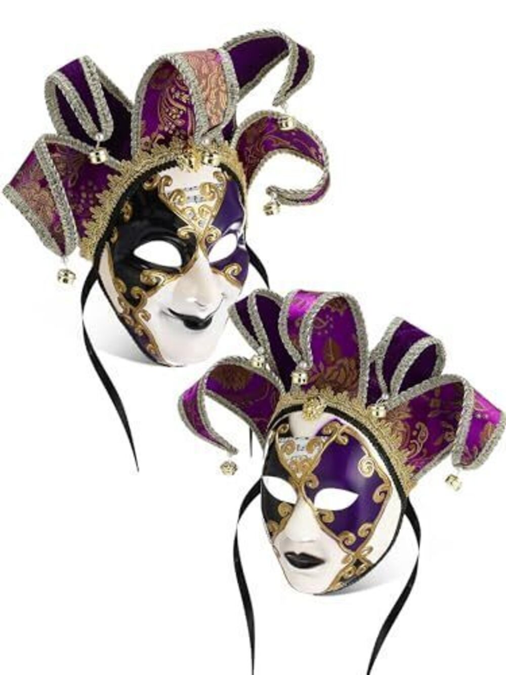 4024 2 Pcs Jester Mask Vintage Venetian Couples Masquerade Mask Full Face